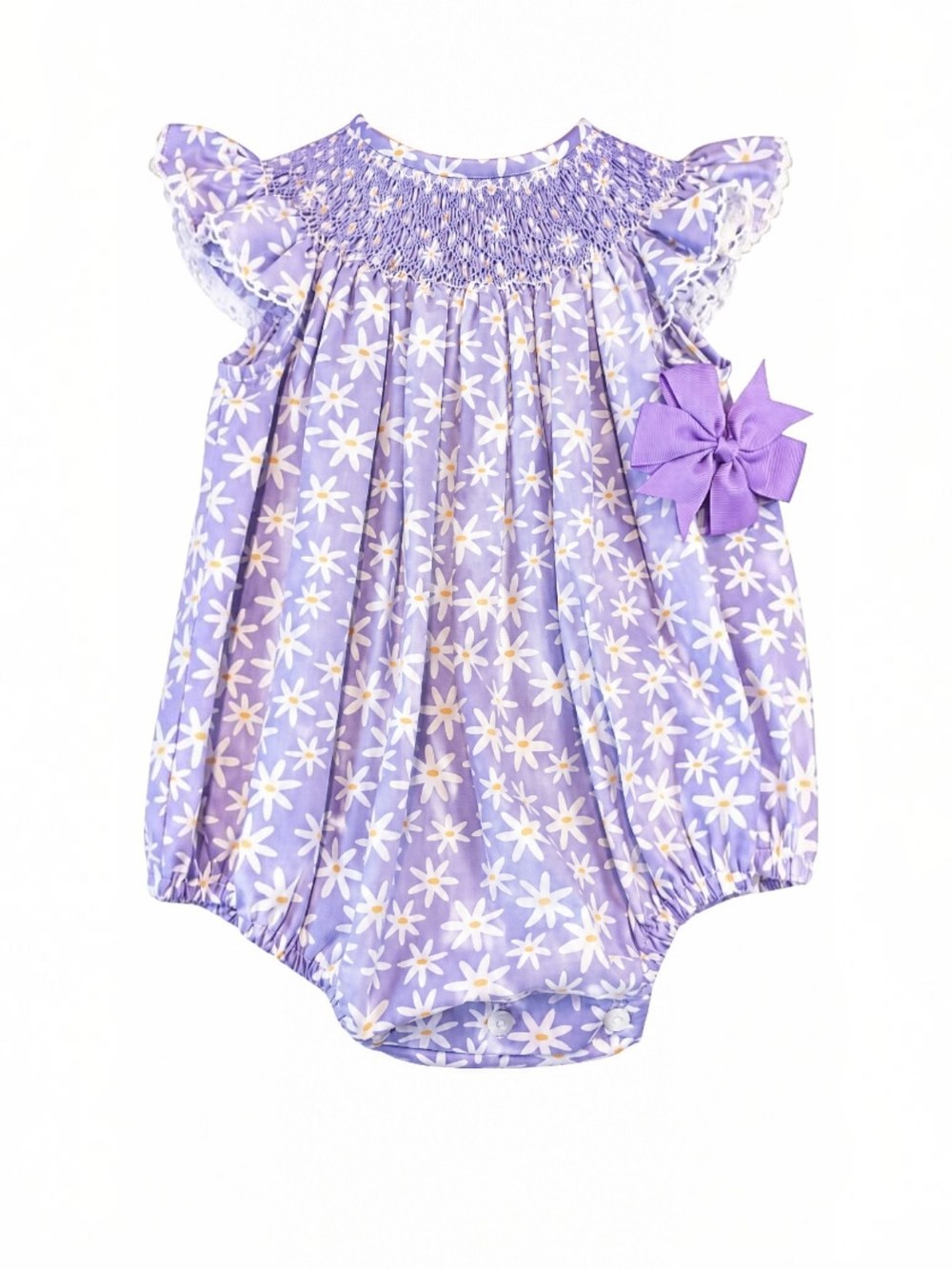 Amanda Remembered  Size 9M Lilac Daisy Smocked Baby Bubble